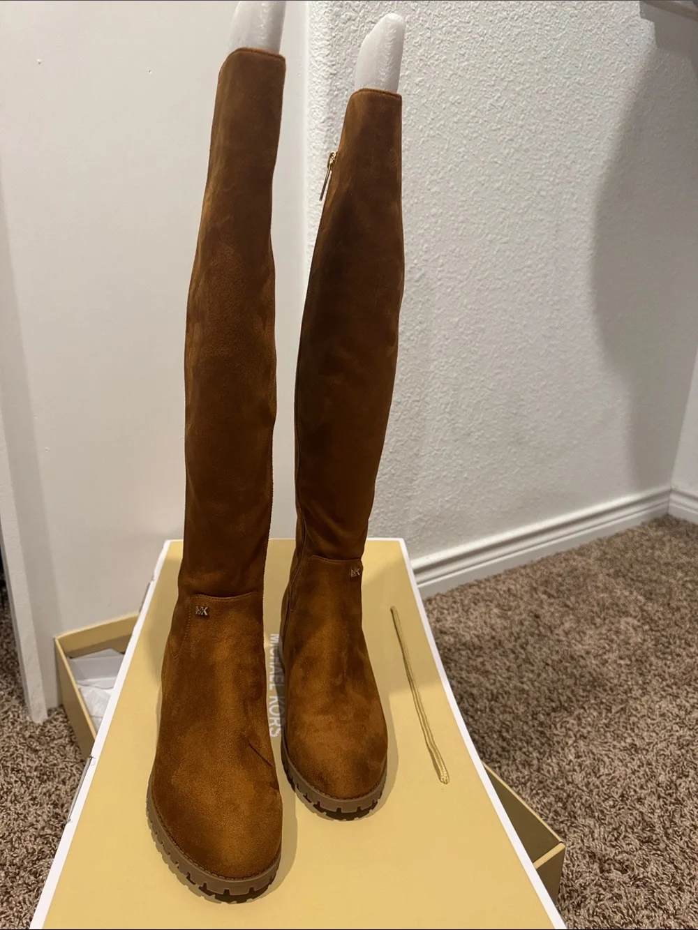 Michael Kors Cognac Suede Knee-High Boots